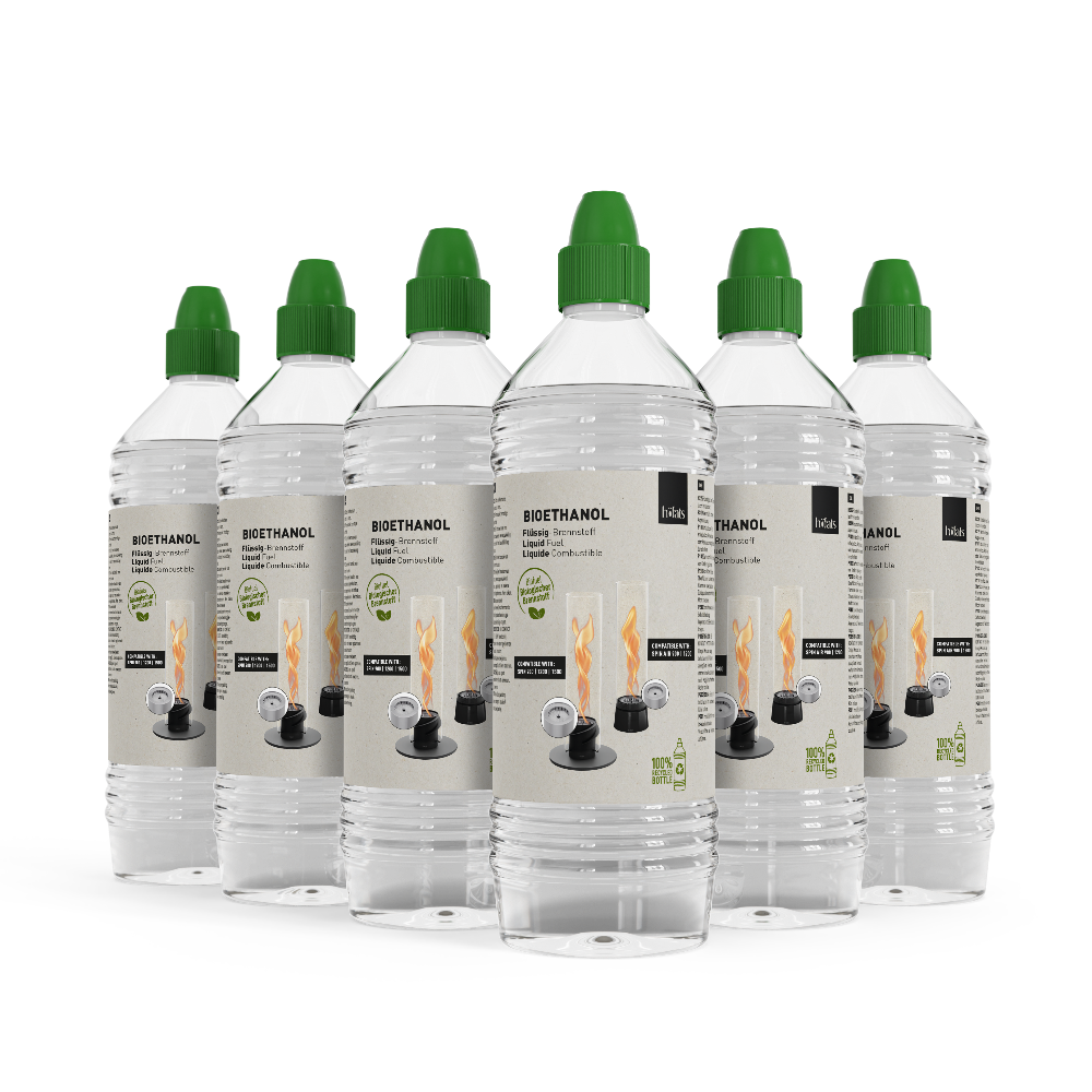 Bioethanol Flüssig-Brennstoff 1l Flasche | 6er-Pack - Mein Shop
