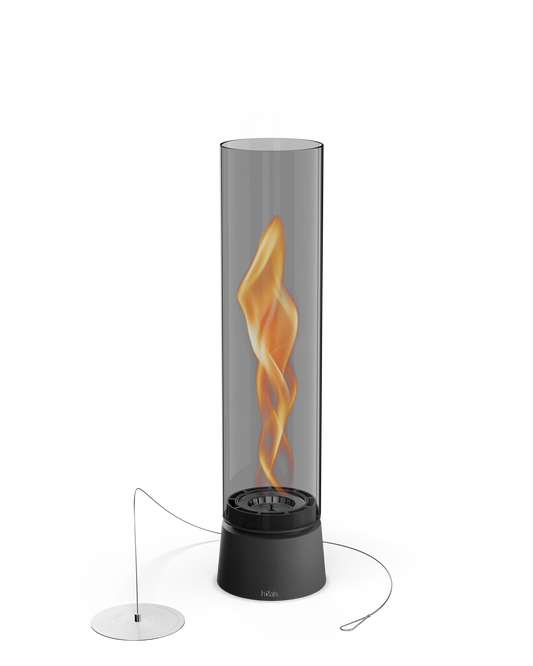 Höfats SPIN air 900 Tischfeuer all black im Einsatz