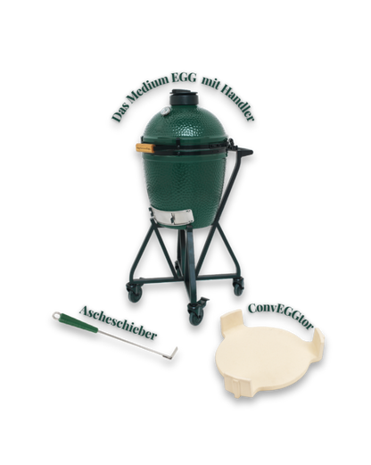 Big Green Egg Medium Set mit IntEGGrated Nest+Handler, ConvEGGtor und Ascheschieber
