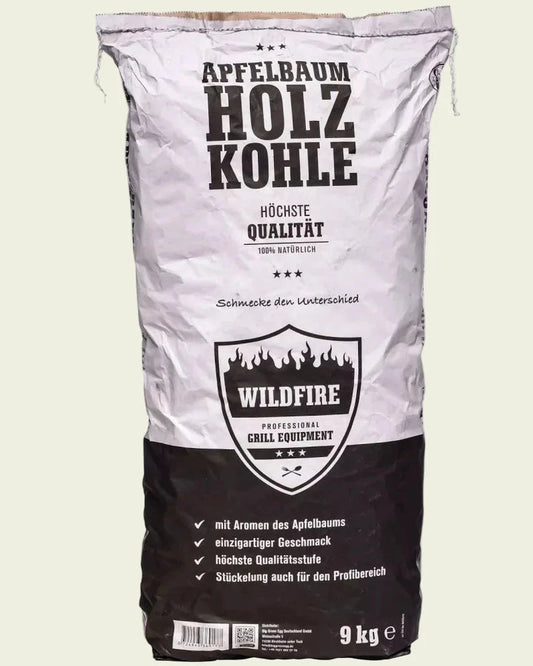 Wildfire Apfelbaum Holzkohle 9 kg, hochwertige Grillkohle mit Apfelaroma für Big Green Egg und andere Grills.
