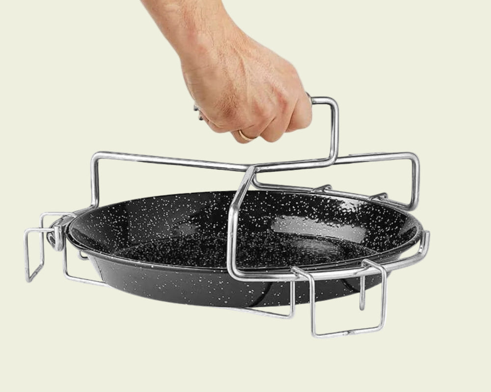 big green egg auffangschale oder Fettauffangschale large mit Wärmedämmender Aufhänger